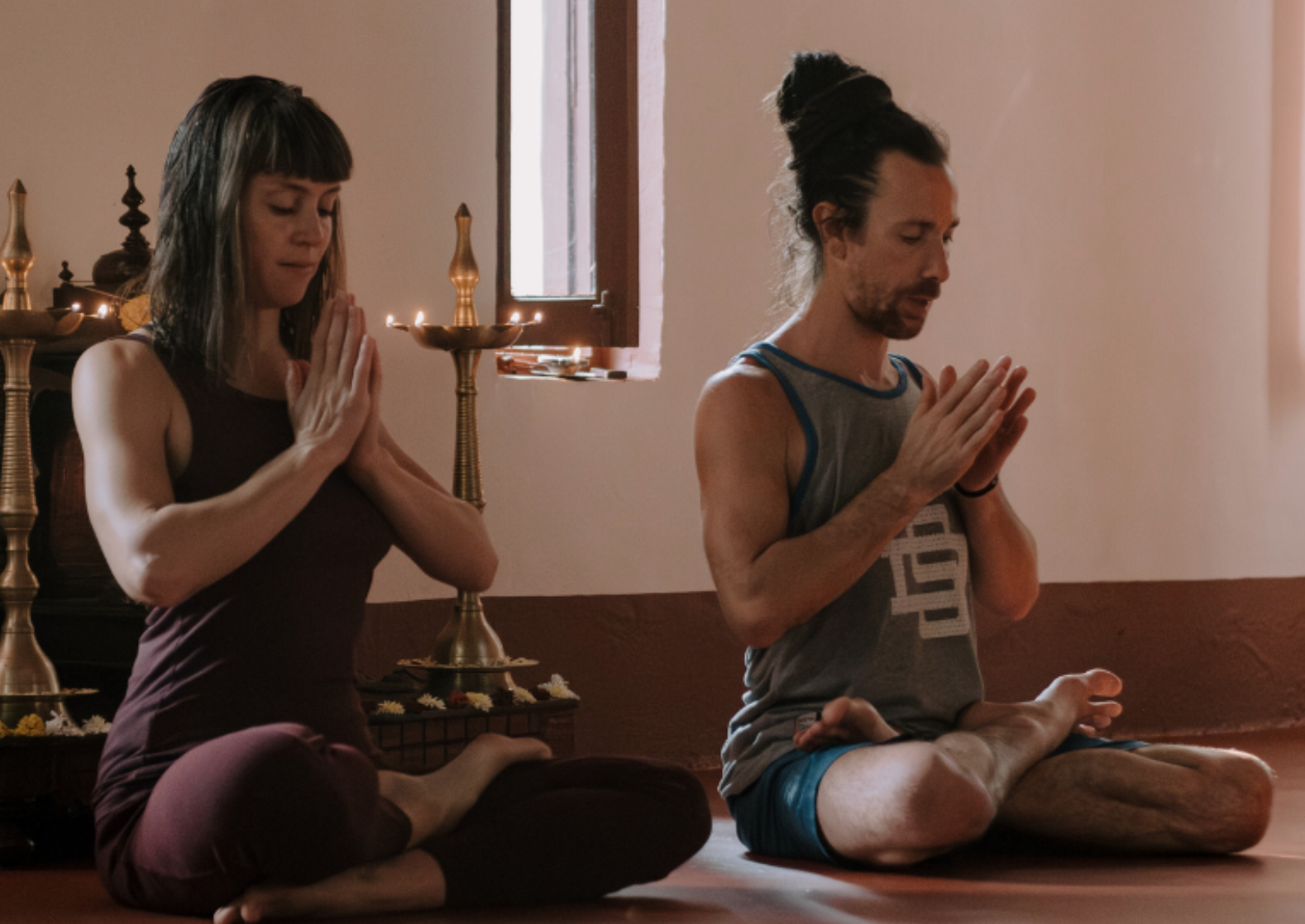 Joey Miles and Rachel Miles chanting Ashtanga opening mantra